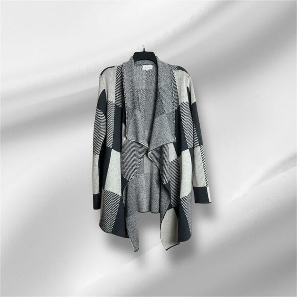 Becaal Large Cardigan Sweater Gray Color Block Women's - Picture 8 of 9